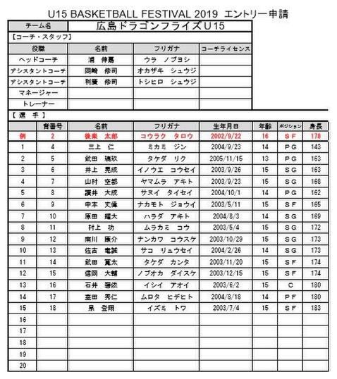 広島ドラゴンフライズ U15 ならでんカップu15 Basketball Festival 19 参加のお知らせ 広島ドラゴンフライズ